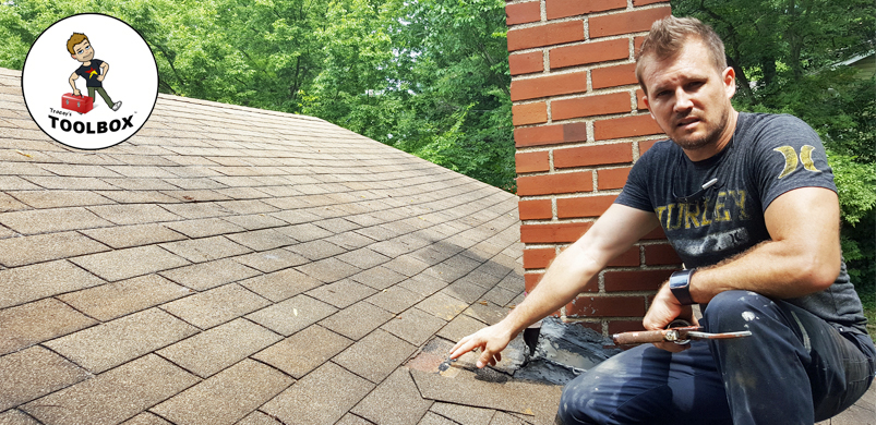Photo of Tracey Miller, Realtor repairing roof shingles