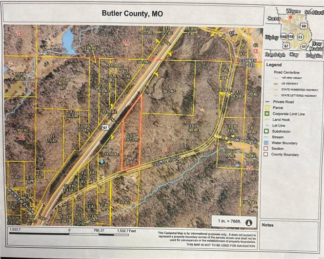 Platte map for 16 acres of the total 76 acres.  It has its own parcel # listed in the MLS.