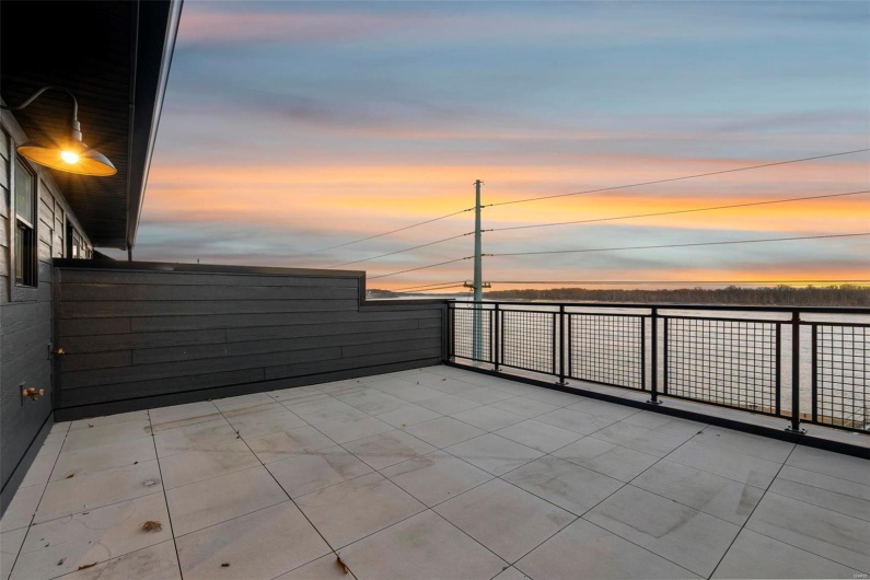 View of patio terrace at dusk