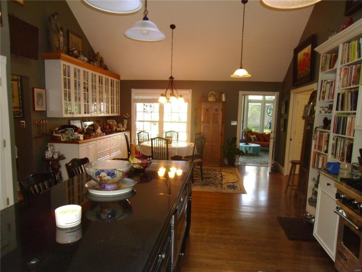 Huge Island in expansive vaulted ceiling Kitchen and Informal Dining Room