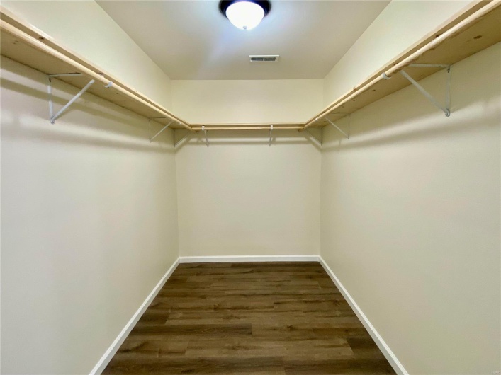 Walk in closet featuring dark hardwood / wood-style floors