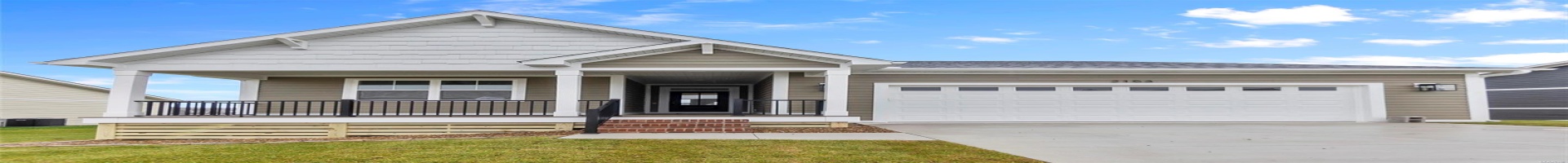 Residential For Sale View of front facade featuring a garage, covered porch, central air condition unit, and a front yard
