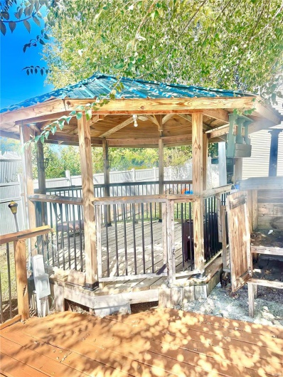 Wooden deck with a gazebo