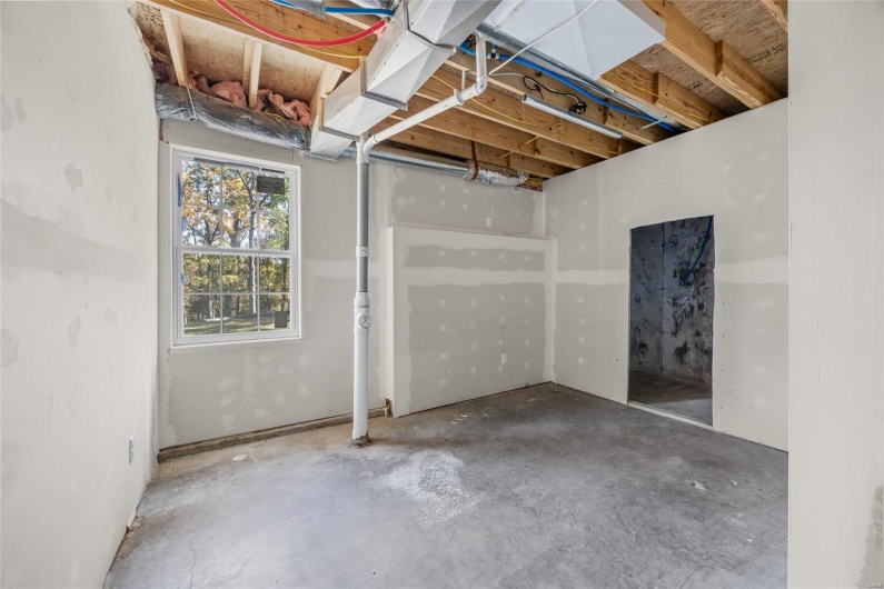 Partially complete room in basement