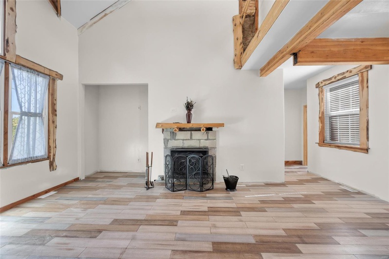 Wood burning fireplace