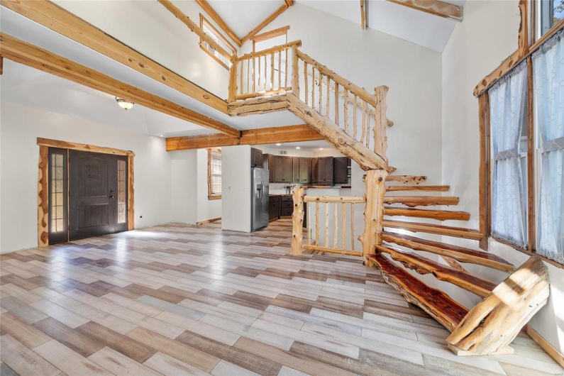 Handcrafted stairs - made of wood harvested onsite