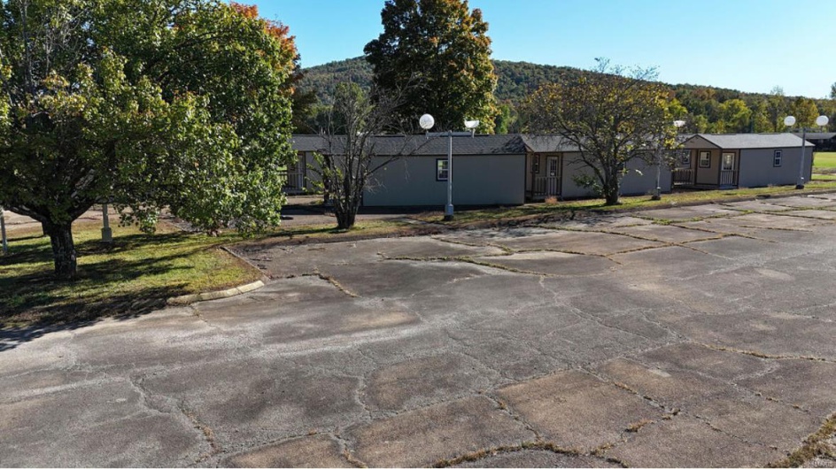 View of patio featuring a mountain view