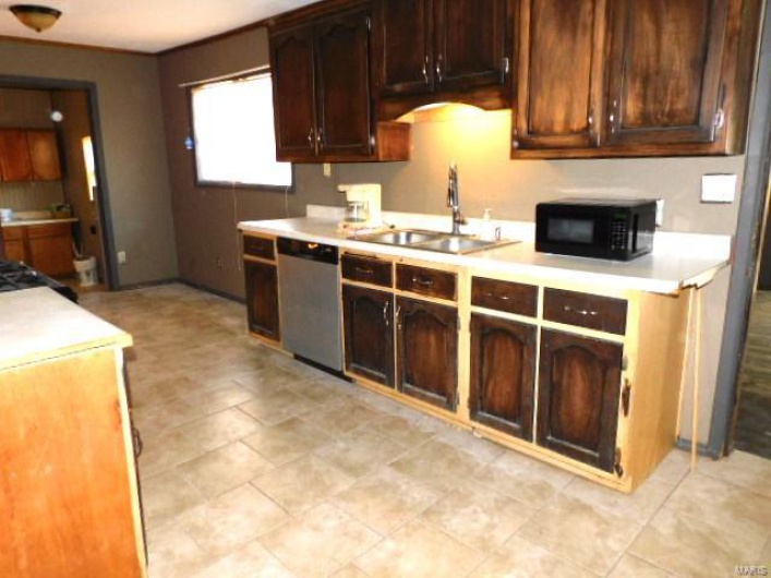 Kitchen featuring dishwasher, sink, and dark brown cabinets