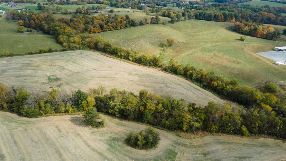 Birds eye view of property with a rural view