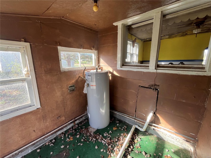 Utility room featuring electric water heater