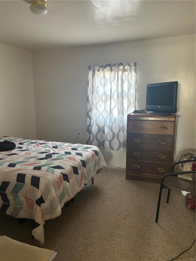 Bedroom with carpet flooring