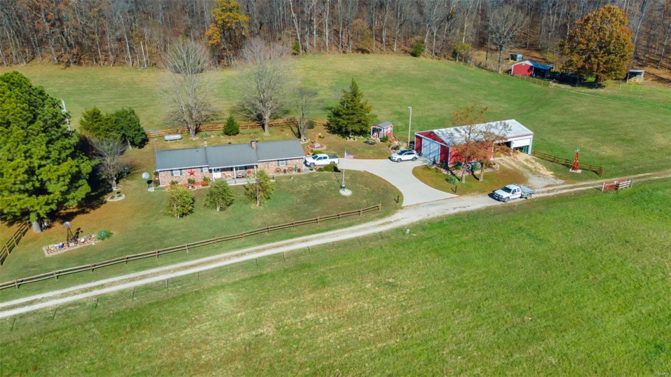 Aerial view with a rural view