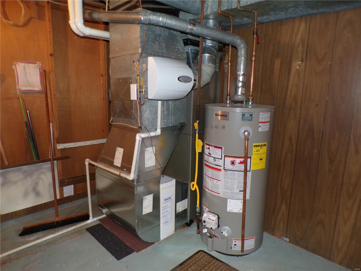 Utilities featuring heating unit and water heater