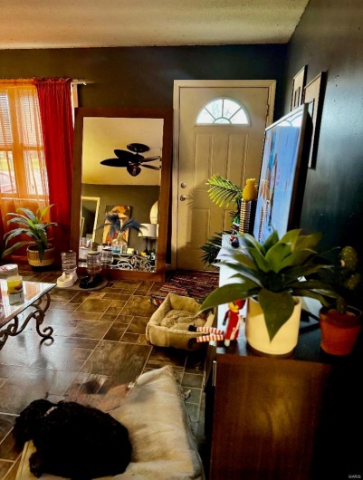 Interior space with ceiling fan