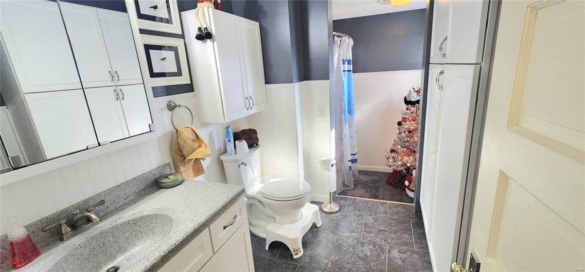 Bathroom with vanity and toilet