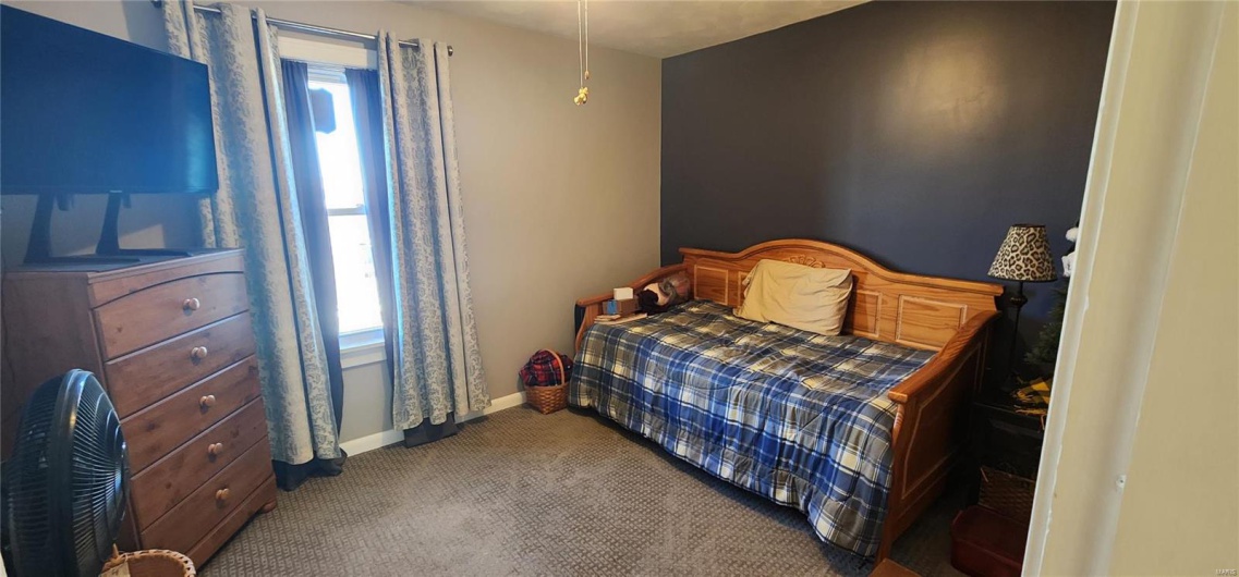 Carpeted bedroom with multiple windows