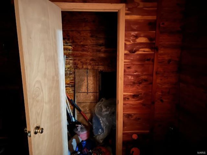 Interior details featuring wood walls