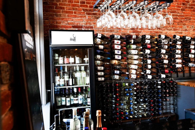 Wine cellar with brick wall