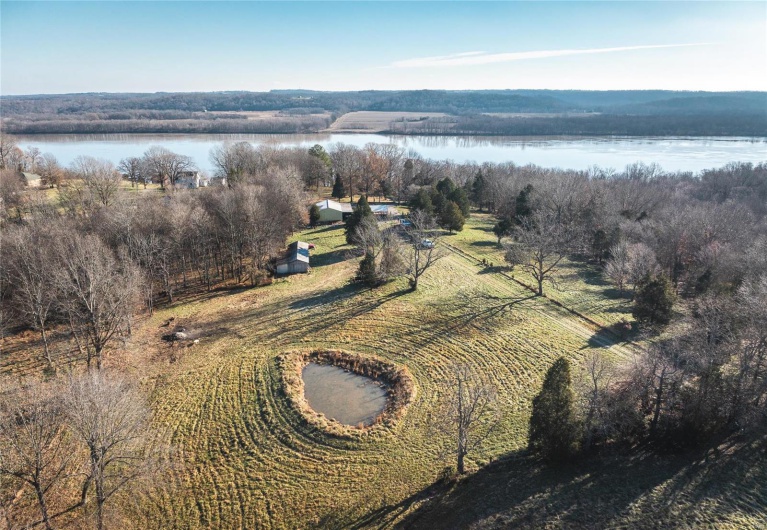 Aerial view with a rural view and a water view