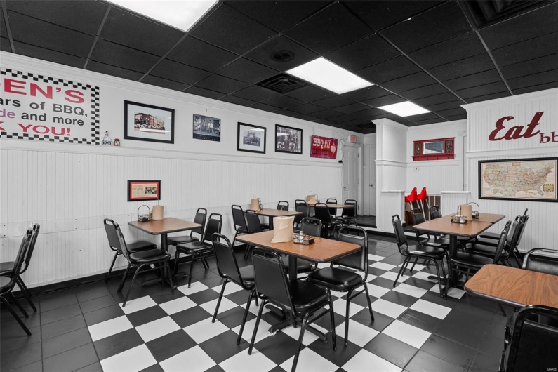 Dining room with a paneled ceiling