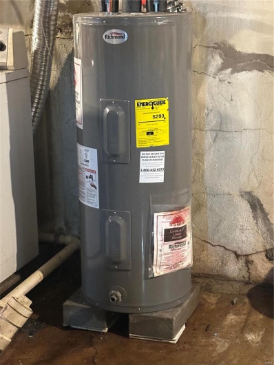 Utility room featuring electric water heater