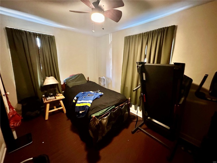 Bedroom featuring ceiling fan
