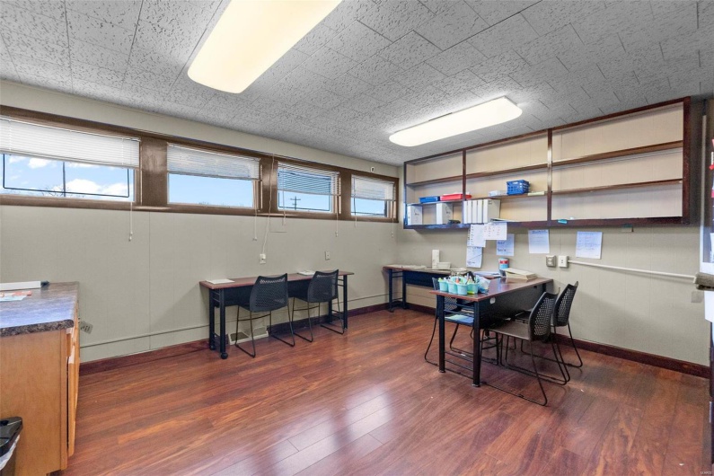Dining area featuring dark hardwood / wood-style floors