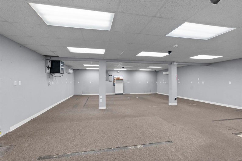 Basement with carpet floors