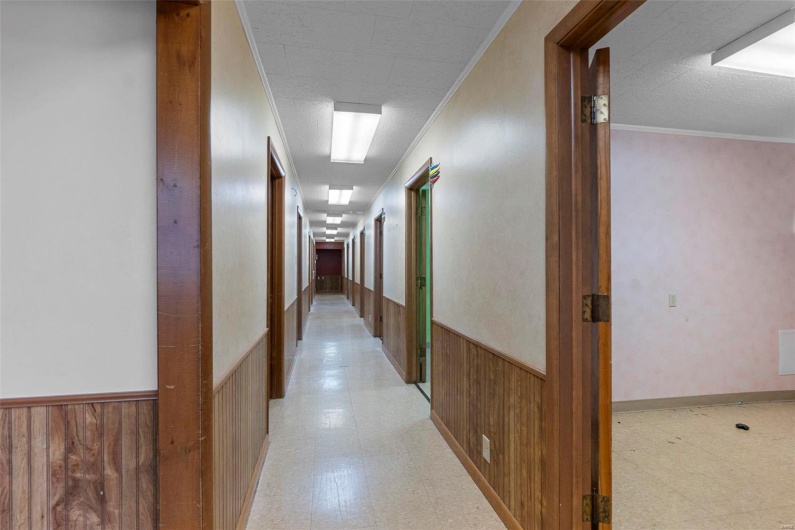 Hallway with crown molding