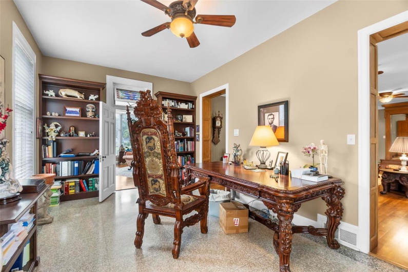 Office space featuring ceiling fan