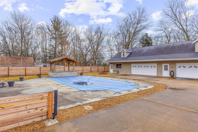 View of pool with a gazebo