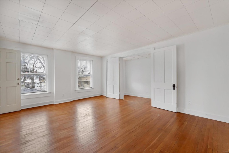 Second floor apartment. Spare room with hardwood / wood-style floors