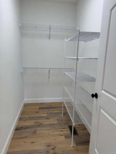 Spacious closet with hardwood / wood-style flooring