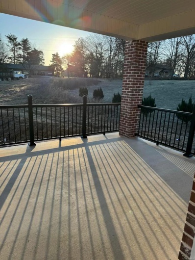 View of deck at dusk