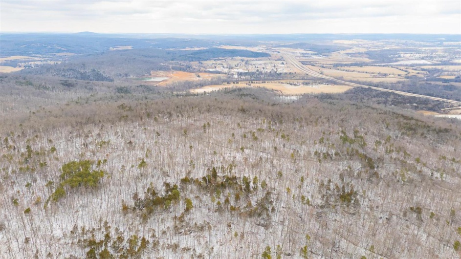Birds eye view of property with a mountain view