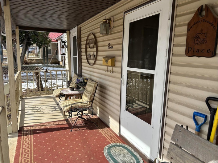 View of patio with covered porch