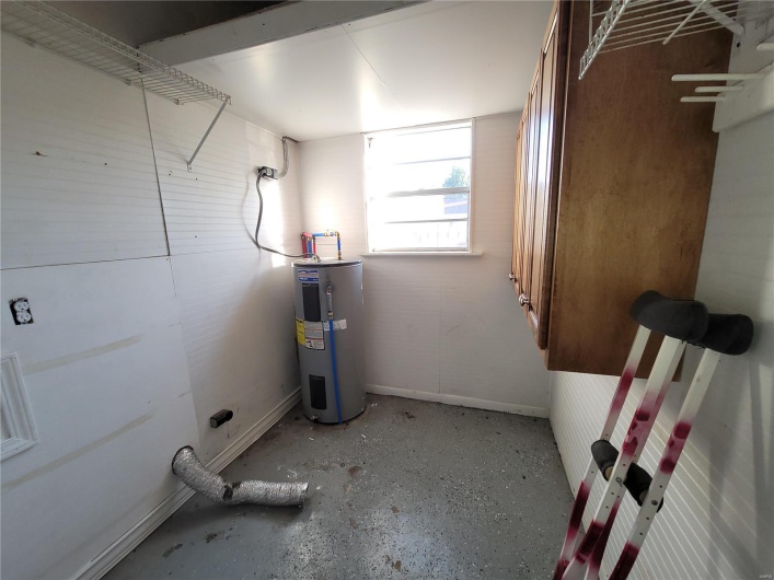 Utility room featuring water heater