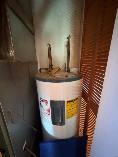 Utility room featuring electric water heater
