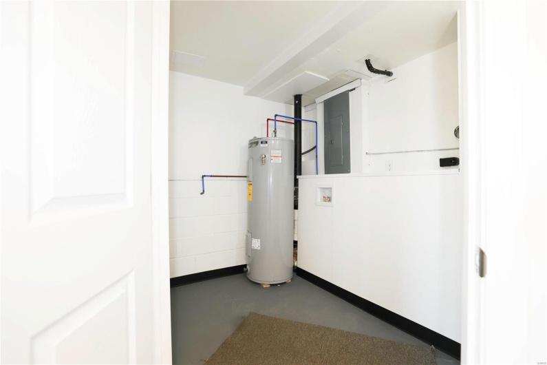 Utilities with electric panel and electric water heater