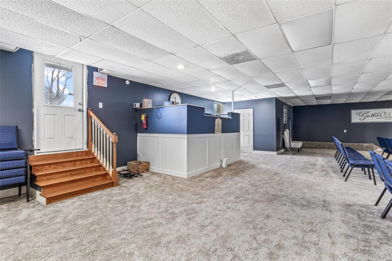 Reception featuring stairway