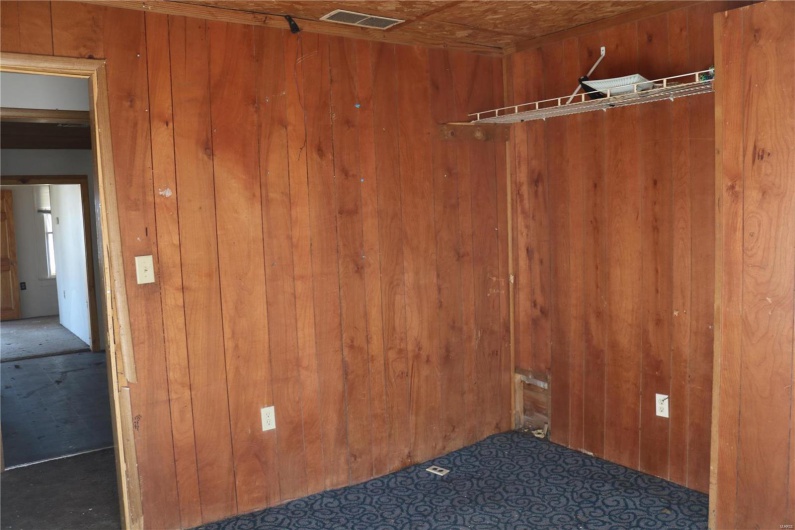 Downstairs Bonus Room featuring a wooden walls