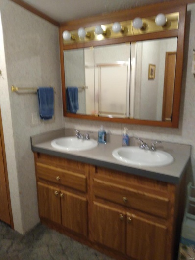 Bathroom with a sink and double vanity