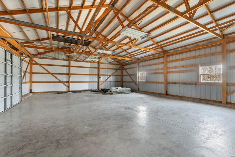 Garage with metal wall