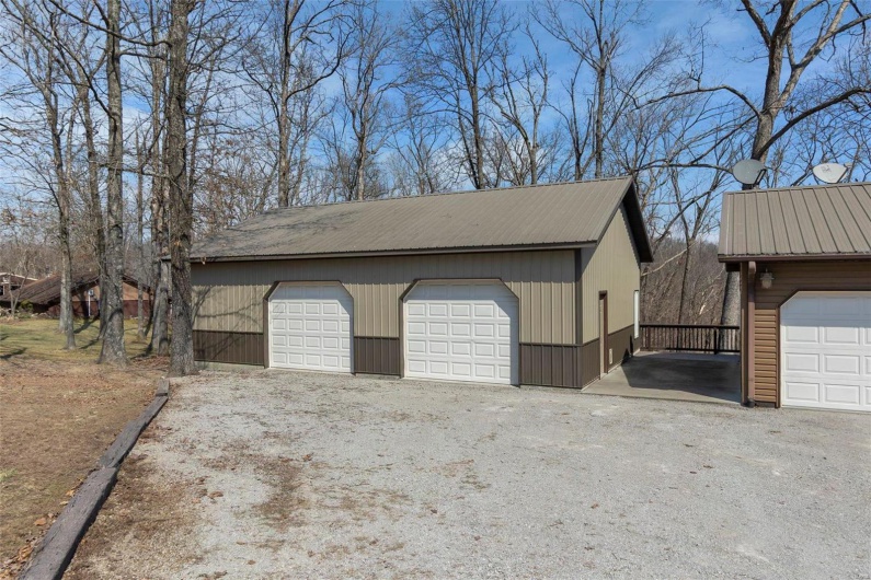 View of detached garage