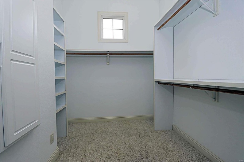 Walk in closet featuring light colored carpet