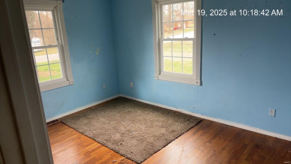 Spare room with hardwood / wood-style floors, a healthy amount of sunlight, and baseboards