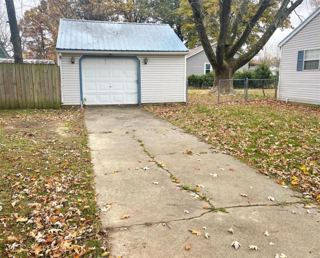 View of detached garage