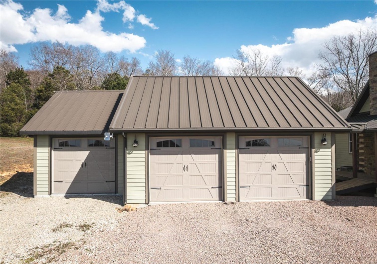 View of detached garage