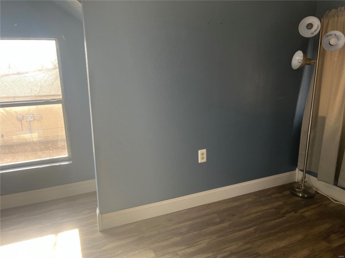 Spare room with baseboards, wood finished floors, and a healthy amount of sunlight