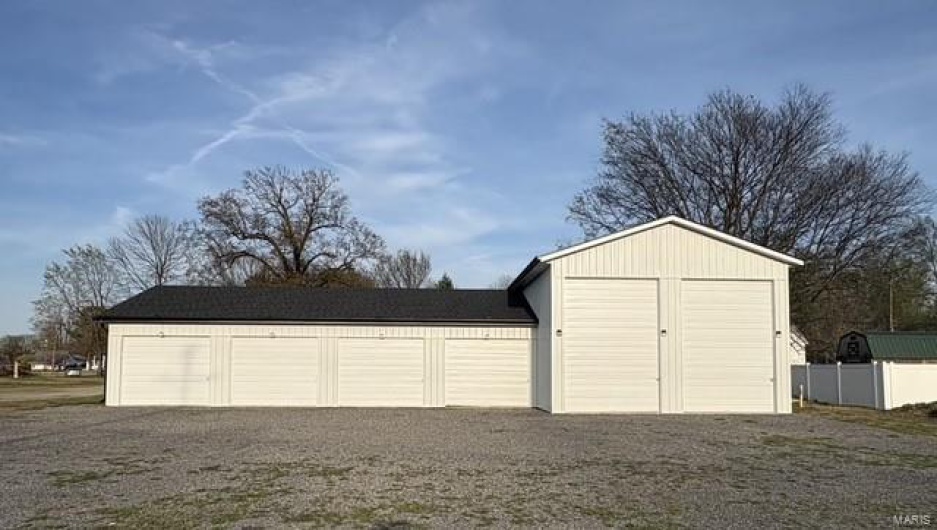 View of detached garage